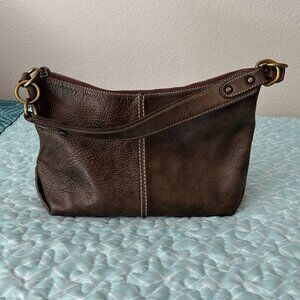 Roots Brown Leather Shoulder Bag